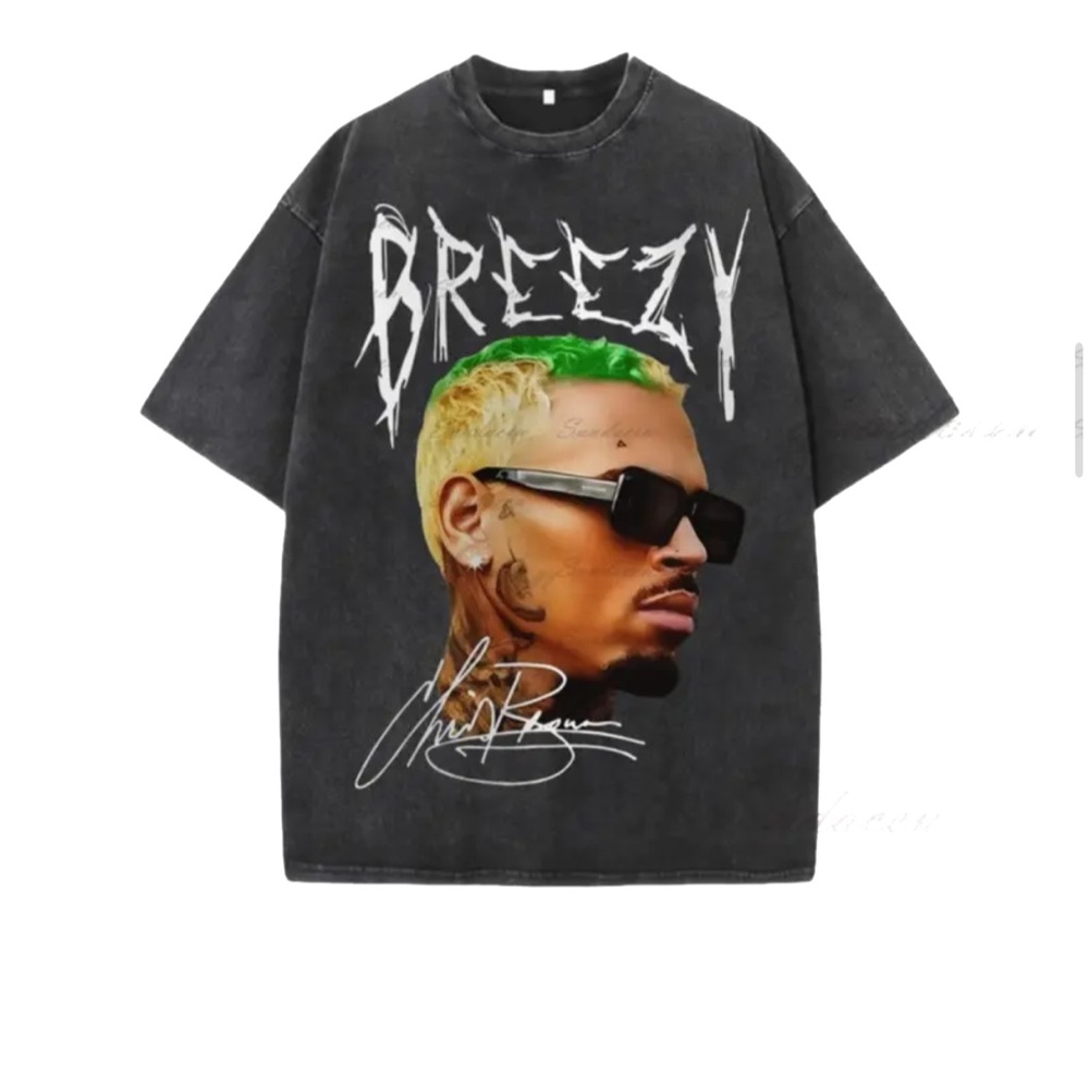 VINTAGE T Breezy Bowl Chris Brown Concert Black Short Sleeve Tee w Graphic Print